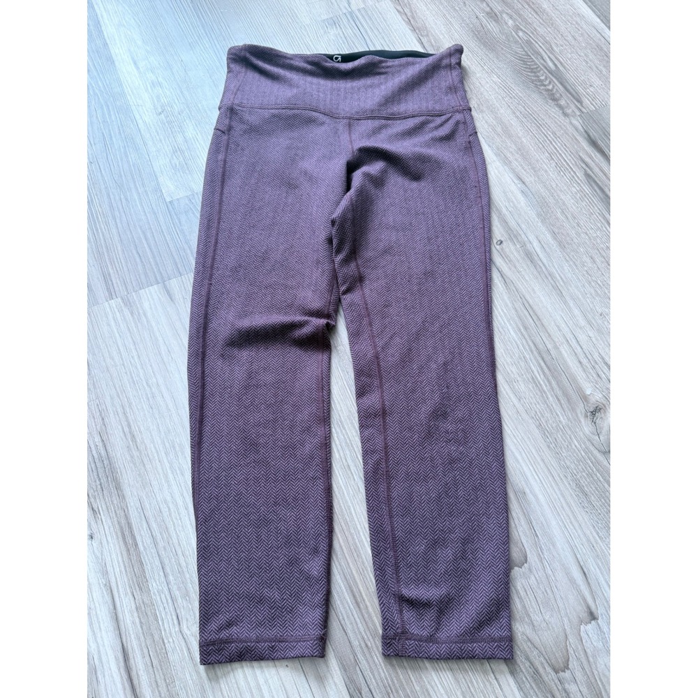 GapFit Womens Purple Herringbone High Rise Cropped Leggings Size M Pocket